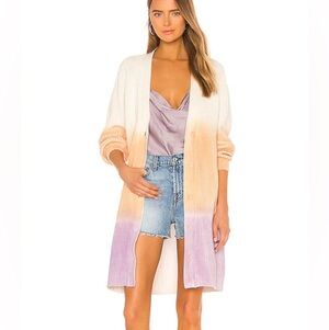 Hem & Thread Knit Ombre Long Cardigan - White, Orange, Purple